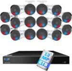 GW Security 32 Channel NVR UltraHD 12MP (4096x3072) Face/Human/Cars/License Plate Detection PoE Security Camera System with 12 x 6K 12MP Full Color Night Vision Waterproof 2-Way Audio Dome Cameras