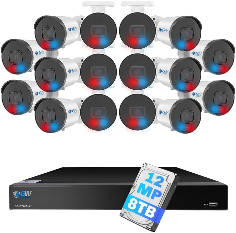 61zPCfmehzL._AC_SL1000_.jpg GW Security 32 Channel NVR UltraHD 12MP (4096x3072) Face/Human/Cars/License Plate Detection PoE Security Camera System with 12 x 6K 12MP Full Color Night Vision Waterproof 2-Way Audio Dome Cameras - Image 1