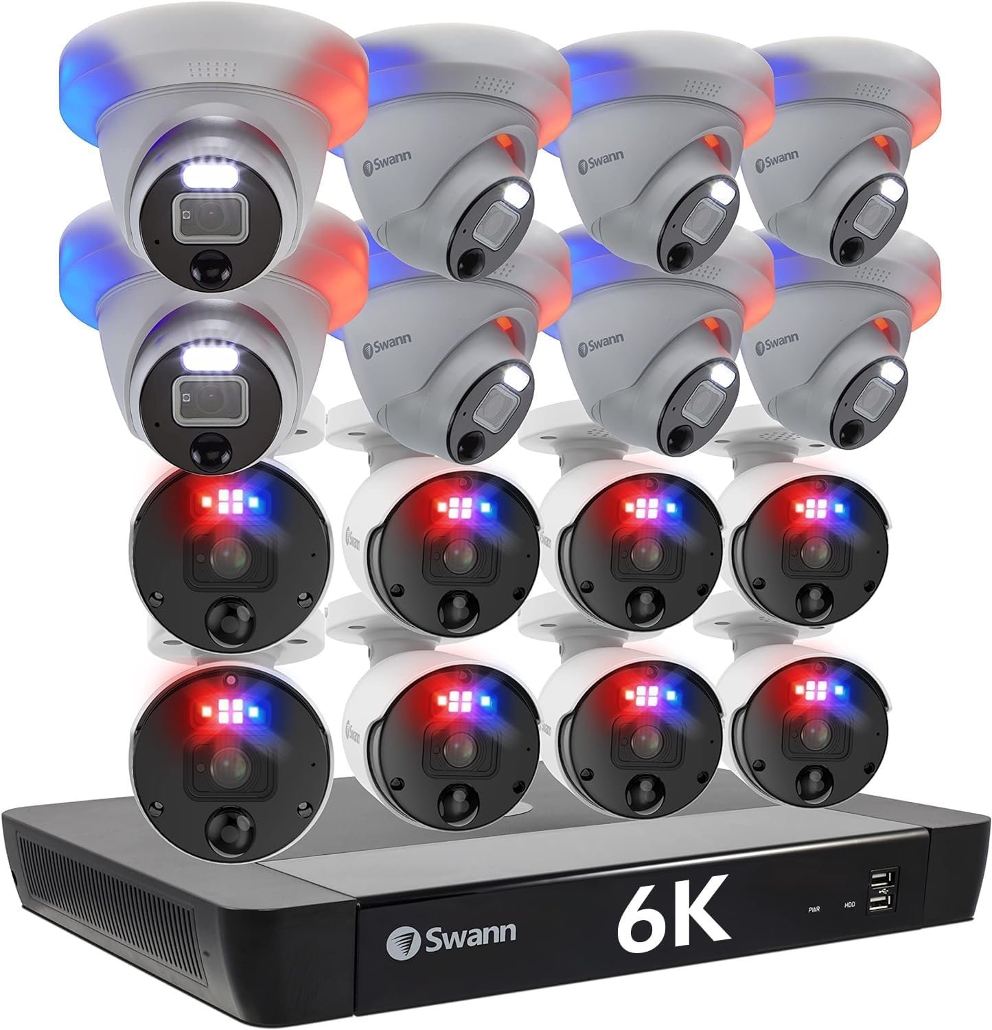 71u8SwwWlqL._AC_SL1500_.jpg Swann 12MP Security Camera System, 16 Channel NVR with 4TB, 16 IP Cameras Indoor Outdoor Home, 6k Mega HD PoE Wired,Video Analytics, 2-Way Audio, Sirens, Color Night Vision, True Detect, 1690008B8DE - Image 1